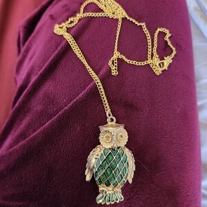 Handcrafted Emerald Owl  Necklace